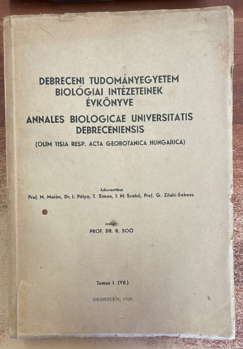 R. So� - Debreceni Tudom�nyegyetem Biol�giai Int�zet�nek �vk�nyve