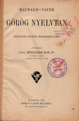 Maywald-Vayer - Grg nyelvtan 9. teljesen tdolgozott kiads