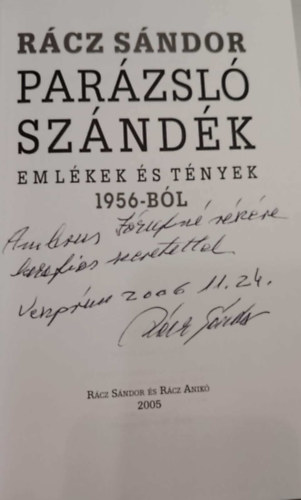 R�cz S�ndor - Par�zsl� sz�nd�k - Eml�kek �s t�nyek 1956-b�l - DEDIK�LT