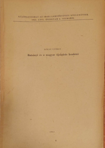 Kkay Gyrgy - Bastynyi s a magyar jsgrs kezdetei - Klnlenyomat