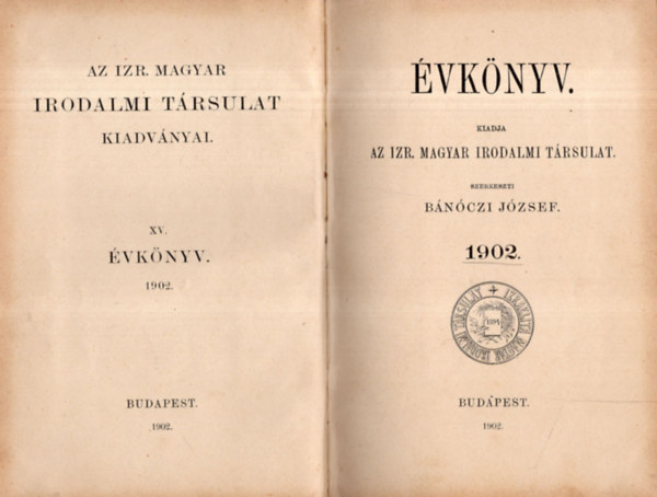 Bnczi Jzsef - Az Izr.  Magyar Irodalmi Trsulat kiadvnya - vknyv