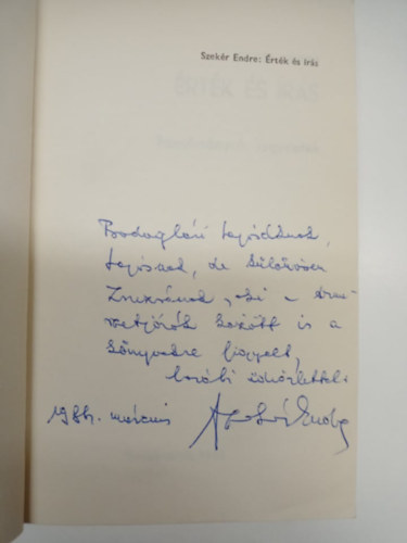 Szek�r Endre - �rt�k �s �r�s