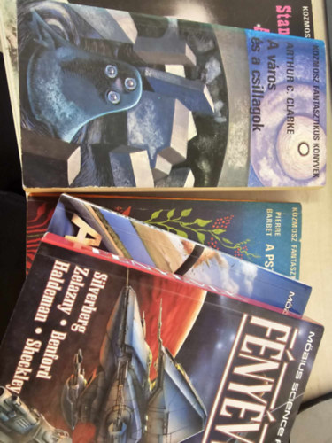 Arthur C. Clarke, Pierre Barbet, Lem Stanislaw, Gene Wolfe Wizner Vg Balzs, Silverberg-Zelazny-Benford-Haldeman-Sheckley - 5db-os scifi knyvcsomag: A psziborgok lmai + A vros s a csillagok+ Az r hangja+ A pilta, Hallsziget+ Fnyvek