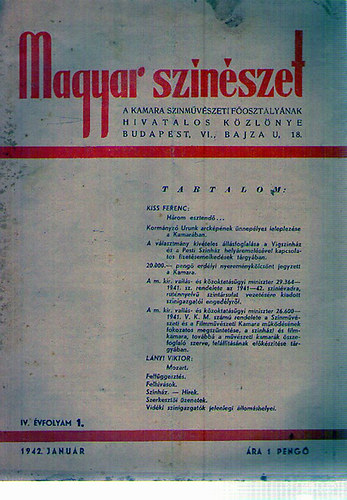 Magyar színészet 1942/1-12. Teljes évfolyam