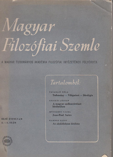 Fogarasi Bla - Magyar Filozfiai Szemle
