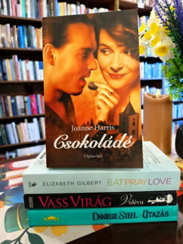 Joanne Harris, Elizabeth Gilbert, Vass Virág, Danille Steel - Romantikus könyvcsomag 4 darab KÖNYVMENTŐ AJÁNLAT: Csokoládé, Eat Pray Love, Vulévu, Utazás