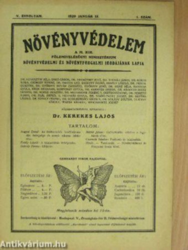 Dr. Kerekes Lajos - N�v�nyv�delem, 1929 (3. �vfolyam, 1-12. sz�m teljes �vfolyam)