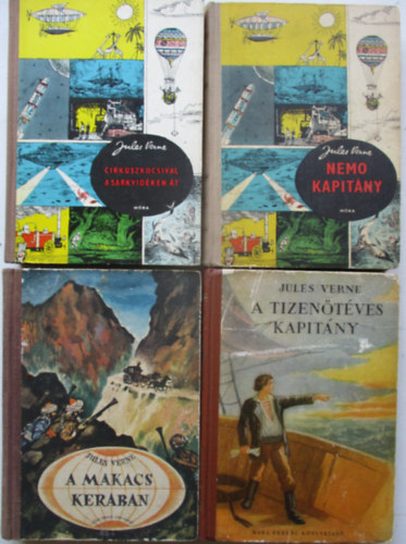 Verne Jules - 4 db a Verne munkái sorozatból (A makacs Kerakban, A tizenötéves kapitány, Nemo kapitány, Cirkuszkocsival a sarkvidéken át)