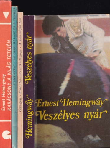 Ernest Hemingway - 4db Hemingway regény - Francis Macomber rövid boldogsága-A Kilimandzsáró hava + Veszélyes nyár + Az öreg halász és a tenger (Európa zsebkönyvek) + Karácsony a világ tetején (Világjárók)