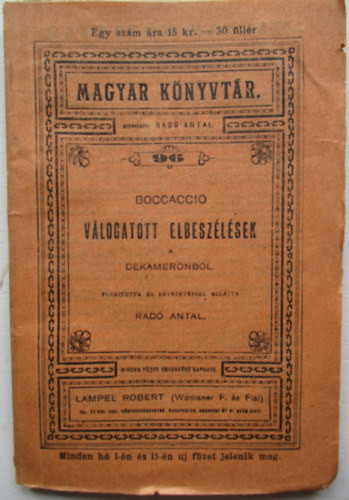 Boccacco, Rad Antal - Vlogatott elbeszlsek a dekameronbl