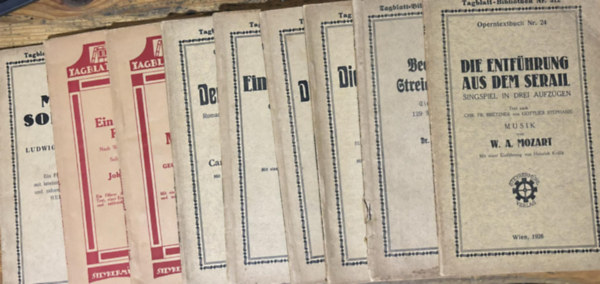 Giacomo Meyerbeer, George Frideric Handel, Carl Maria von Weber, G. Verdi, Mozart, Dr. Alfons Wallis, Ludwig van Beethoven, Johannes Brahms - 9 db Operafzet nmet nyelven