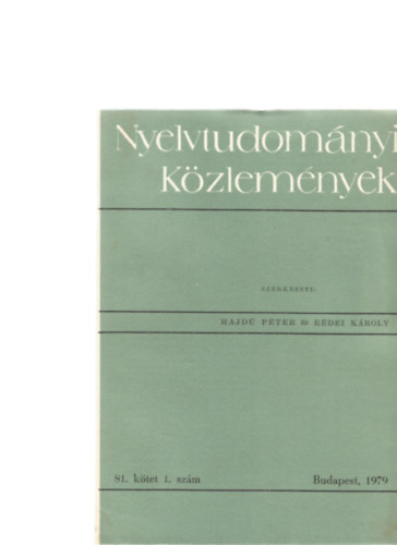 Hajd Pter s Rdei Kroly (szerk.) - Nyelvtudomnyi kzlemnyek 80. ktet (1978)