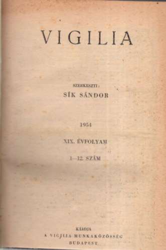 Sk Sndor (szerk.) - Vigilia 1954. vf.