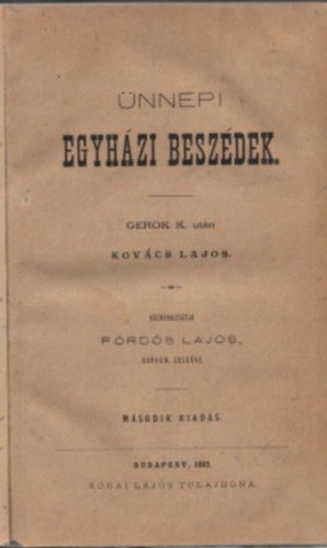 Kovcs Lajos - nnepi egyhzi beszdek