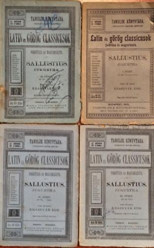 Krajny�k Ede - Jugurtha. I-IV. f�zet (Latin �s g�r�g classicusok ford�t�sa �s magyar�zata)