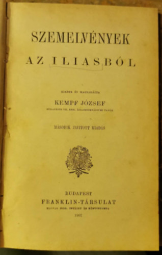 Kempf J�zsef (magyar�zta) - Szemelv�nyek az Iliasb�l