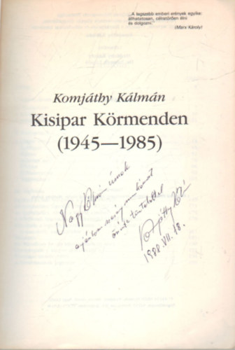 Komj�thy K�lm�n - Kisipar K�rmenden (1945-1985)