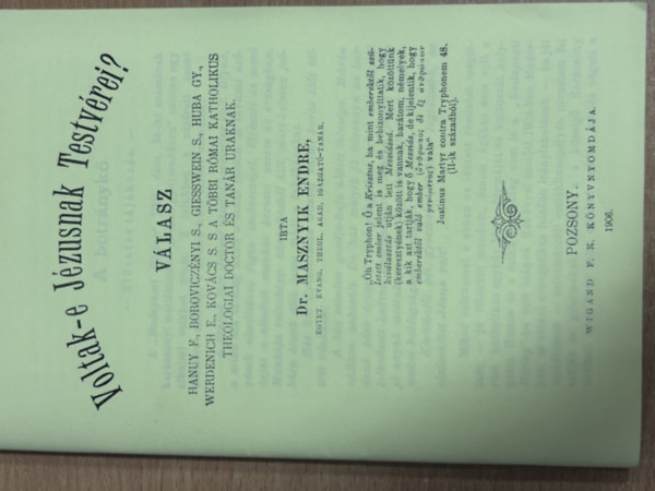 Dr. Masznyik Endre - Voltak-e jézusnak testvérei (hasonmás kiadás)