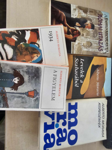 Alberto Moravia - 5 db Moravia k�tet: A figyelem+ 1934+ Kisreg�nyek+ Levelek a Szahar�b�l+ R�mai utaz�s - K�NYVMENT� AJ�NLAT