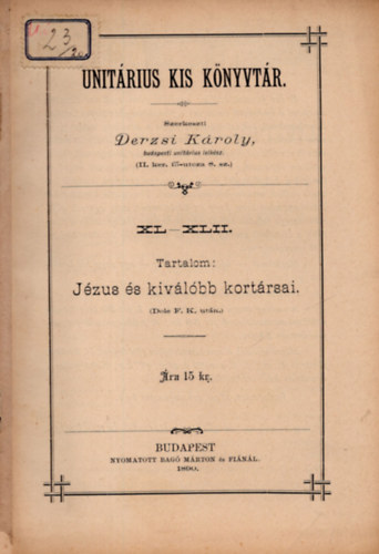 Jézus kiválóbb kortársai - Unitárius Kis Könyvtár