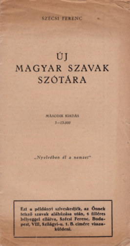 Szcsi Ferenc - j magyar szavak sztra