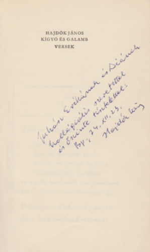 Hajdók János - Kígyó és galamb