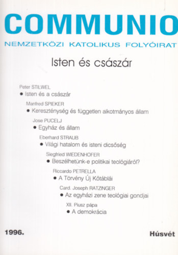 Communio (Nemzetközi katolikus folyóirat) 1996. - Isten és császár
