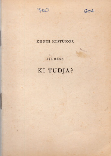 Cskvri Antal (szerk.) - Zenei kistkr III. rsz