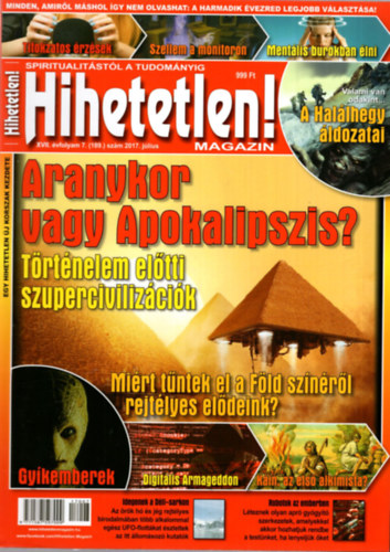 Kriston Endre (szerk.) - Hihetetlen! magazin 2016 november  XVII. vf. 7. (189.) szm
