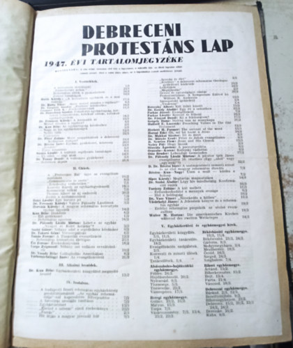 D. Dr. R�v�sz Imre - Debreceni Protest�ns Lap 1947. �v Hatvanhetedik �vfolyam 1-23. sz�m (teljes)