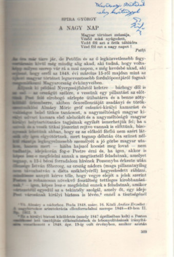 Spira György, Lukácsy Sándor-Varga János - Petőfi és kora - A nagy nap - Különlenyomat - Dedikált