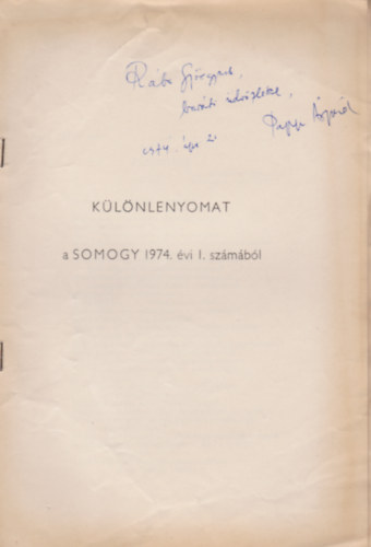 Papp �rp�d - Papp �rp�d versei (K�l�nlenyomat a Somogy 1974. �vi I. sz�m�b�l)