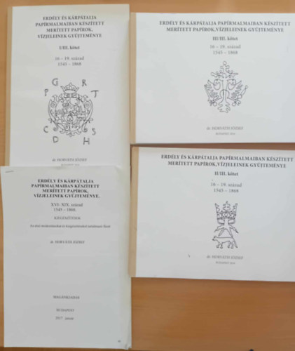 Dr. Horváth József (szerk.), Dr. Horváth József - Erdély és Kárpátalja papírmalmaiban készített merített papírok vízjeleinek gyűjteménye