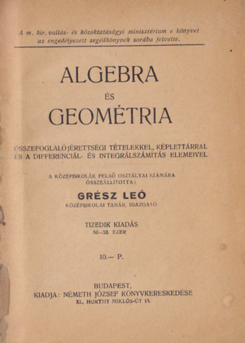 Grsz Le (szerk.) - Algebra s geometria