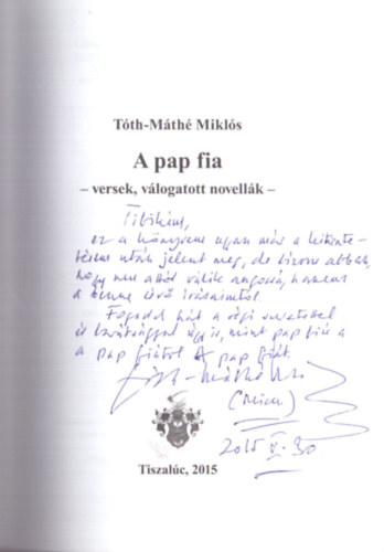 T�th-M�th� Mikl�s - A pap fia (versek, v�logatott novell�k)