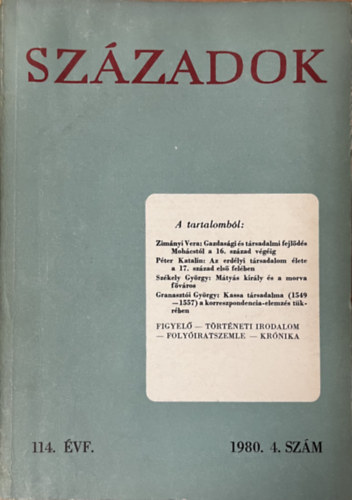 Szzadok 1980/4. (A Magyar Trtnelmi Trsulat kzlnye)