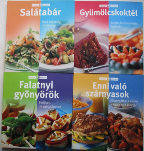4 db knyv a receptvarzs sorozatbl (Saltabr, Falatnyi gynyrk, Enni val szrnyasok, Gymlcskoktl)