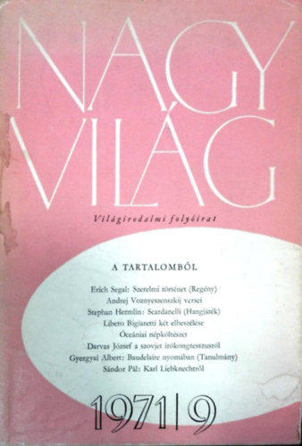 Nagy vil�g 1971/9 - Vil�girodalmi foly�irat