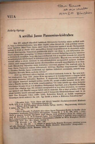 Sz�kely Gy�rgy - A sevillai Janus Pannonius-k�dexhez - K�l�nlenyomat