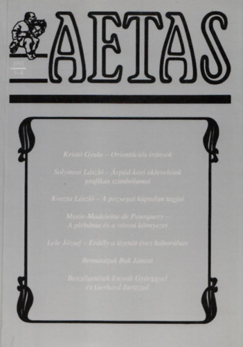 Koszta László (szerk.) - Aetas - Történettudományi Folyóirat 1991/3-4.