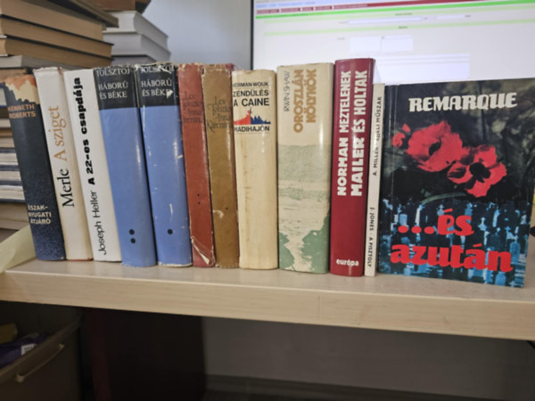 Norman Mailer, Irwin Shaw, Herman Wouk, Lev Tolsztoj, Joseph Heller, Robert Merle, Kenneth Roberts, Miller, Arthur-Jones, James, Erich Maria Remarque - 10db vilgirodalom, KNYVMENT AJNLAT: Meztelenek s holtak+ Oroszlnklykk+ Zendls a Caine hadihajn+ Anna Karenina I-II+ Hbor s bke I-II+ A 22-es csapdja+ A sziget+ szak-Nyugati tjr+ jjeli mszal- A pisztoly+ ...