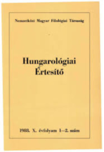 Hungarológiai értesítő X. 1988. 1-2.