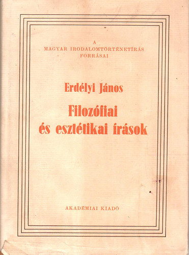 Erdélyi János - Filozófiai és esztétikai írások