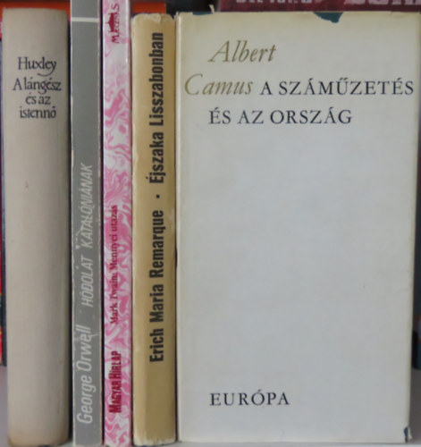 Albert Camus, Erich Maria Remarque, Mark Twain, George Orwell, Aldous Huxley - 5 db klasszikus: A szmzets s az orszg; jszaka Lisszabonban; Mennyei utazs; Hdolat Katalninak; A lngsz s az istenn