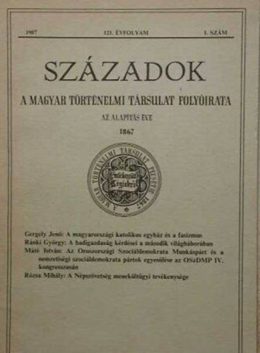 Pl Lajos (szerk.) - Szzadok 121. vf. 1987. 1. szm