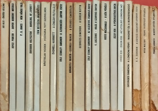 Pamela Branch, Mika Waltari, Erle Stanley Gardner, Georges Simenon, Osso Eis-Egon Eis, Józef Hen, Ross MacDonald, Viktors Lagzdins, A.Vajner G.Vajner, Dashiell Hammett, Bretislav Hodek, Tom Wittgen, - 19 db Európa Könyvkiadó fekete könyvek krimi(