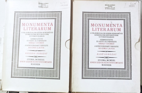 Király György; Kozma Lajos - Monumenta Literarum I-II. (1-24 füzet, teljes sorozat)- hasonmás kiadás