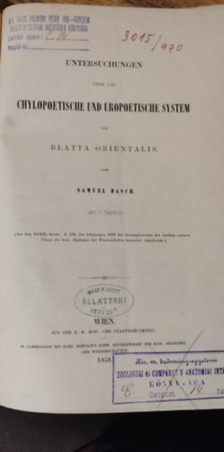 untersuchungen ber das chylopoetische und uropoetische system (Tanulmnyok a chylopoietikus s uropoietikus rendszerekrl nmet nyelven)