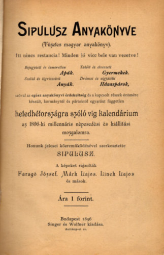 Sipulusz (Rkosi Viktor) - Sipulusz anyaknyve - Kalendrium 1896-ra