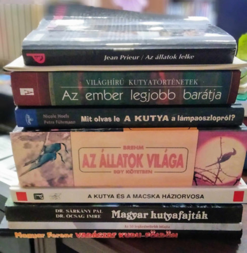 Dr. Srkny Pl, Dr. csag Imre, Brehm - 9 db termszettudomnyi m: Vadszat Kudu-Fldn+Az 50 legkedveltebb lfajta+Magyar kutyafajtk+A kutya s a macska hziorvosa+Az llatok vilga-Egy ktetben+Mit olvas le a kutya a lmpaoszloprl?+Az ember legjobb bartja+A kutya mk